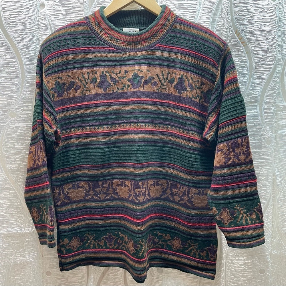 Moda‎ Petite Mock Neck Sweater Women's Multi Color Pattern Long Sleeve Knit Top